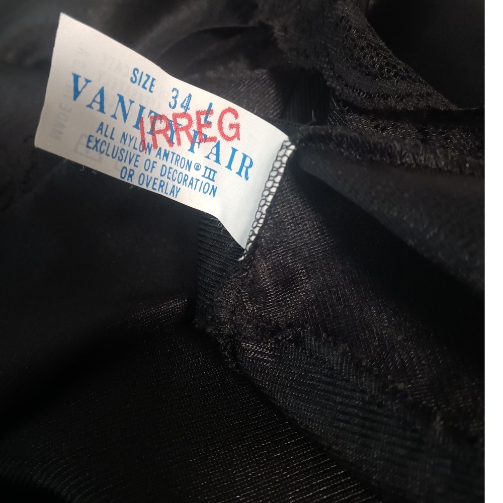 Vanity Fair Vintage Black Lace Trim Full Slip Vintage Nylon Antron III Size 34 - Picture 8 of 11